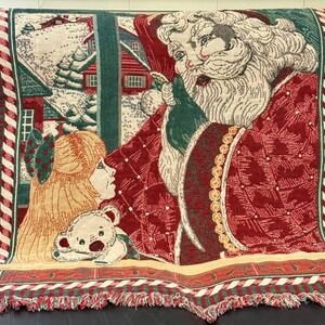 Vintage Goodwin Weavers Christmas Nordic Style   Woven Throw Blanket 100% Cotton